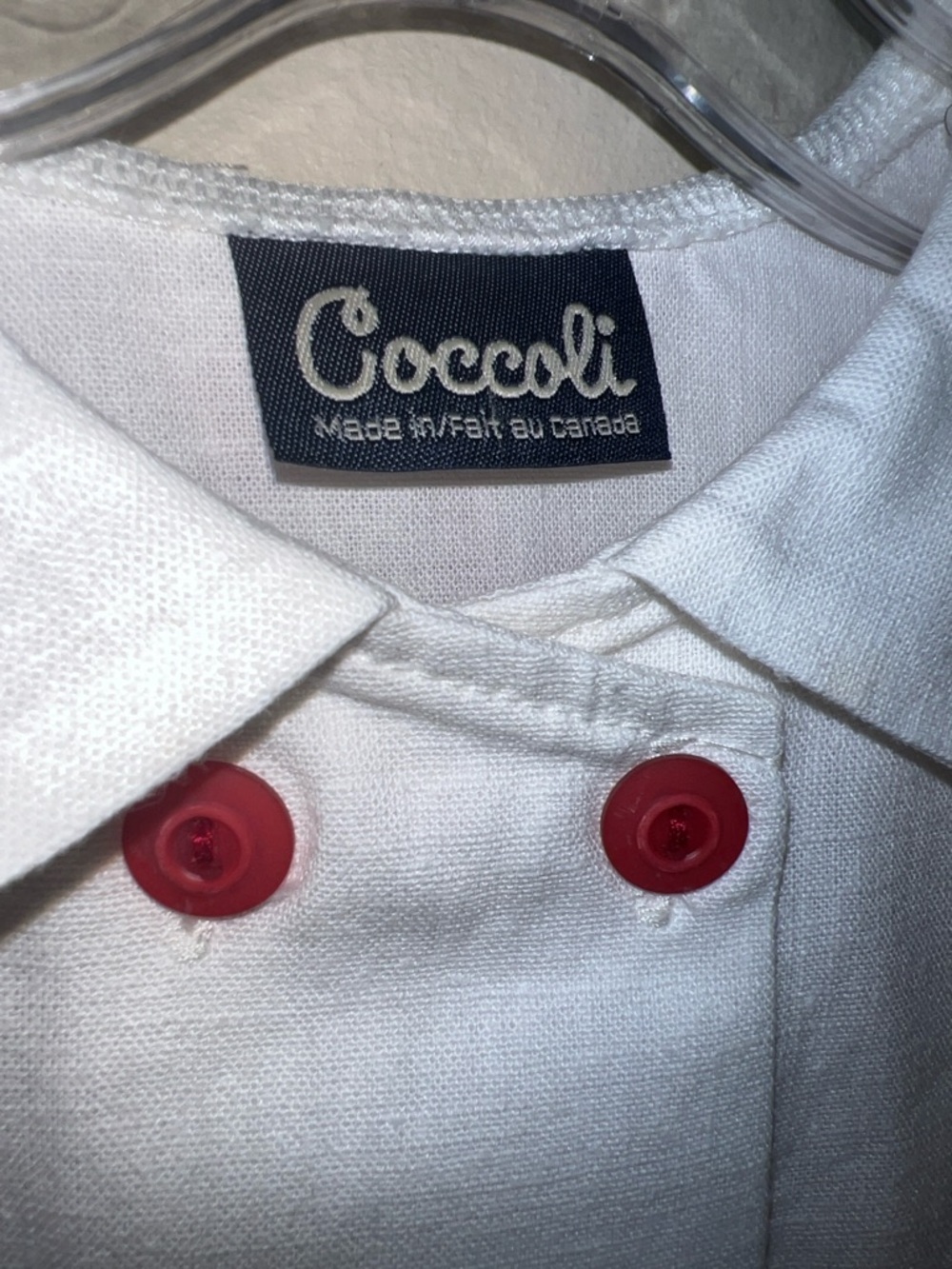 French Coccoli White Vintage Dress with Red Trim Sailor Collar and Bow Back 24M - Picture 2 of 7